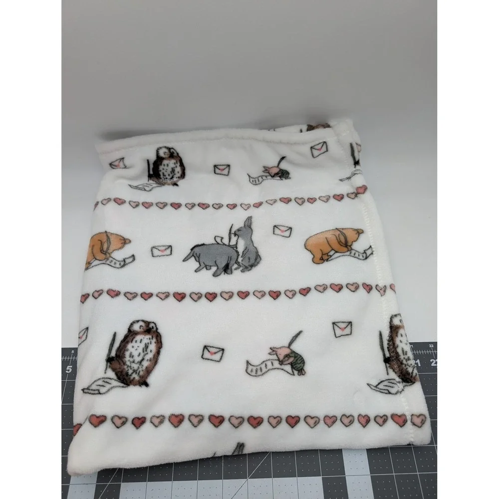 Pooh Bear Collection Baby Blanket White Hearts Winnie the Pooh Eeyore Piglet Owl